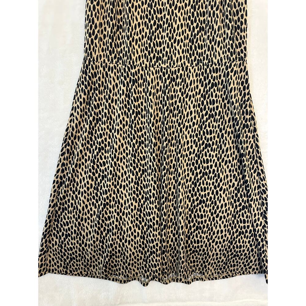 Talbots Tan Spotted Fit Flare Midi Dress XL Classy Office - Picture 2 of 7